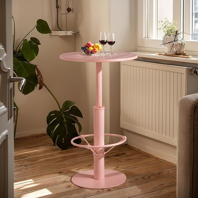42" Tall Modern Industrial Bar Table-23.6" Dia Round Metal Top Standing Pub by LOKKHAN
