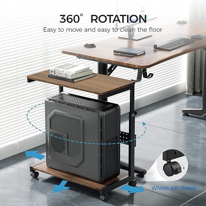 EUREKA ERGONOMIC PC Stand Computer Cart, Height Adjustable Tower Stand 2-Tier - Image 6