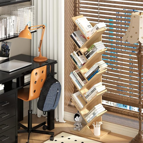 10 Tier Tree Book Shelf, Floor Standing Wood Bookshelf - Image 2