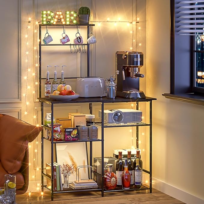 Baker's Rack for Kitchen with Storage, Microwave Stand with Adjustable Shelves - Image 7