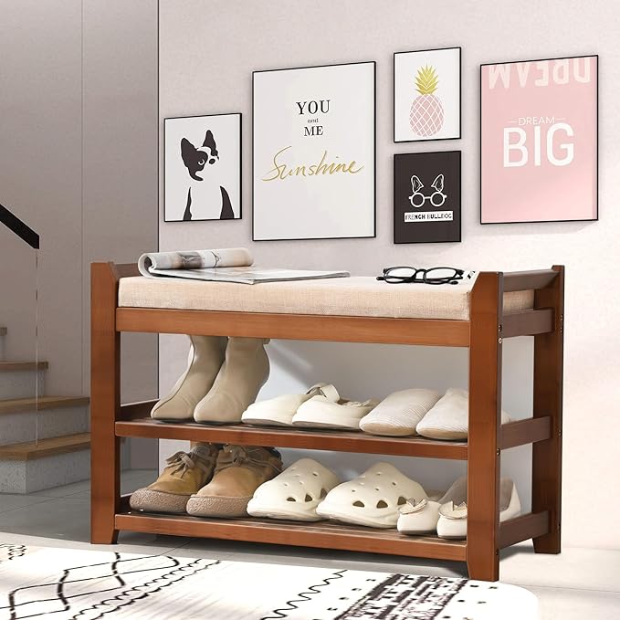 Shoe Rack with Cushion for Font Door Entrance, 27.6 in Shoe Bench with Storage - Image 6
