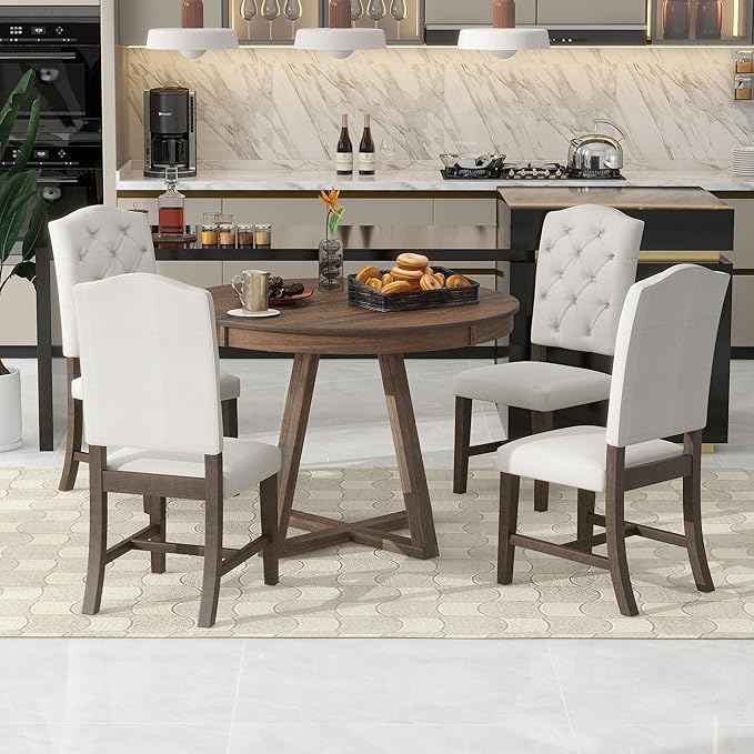 5 Pieces Dining Table Set with 42" Table, Living Room Furniture W/ 4 - Image 3