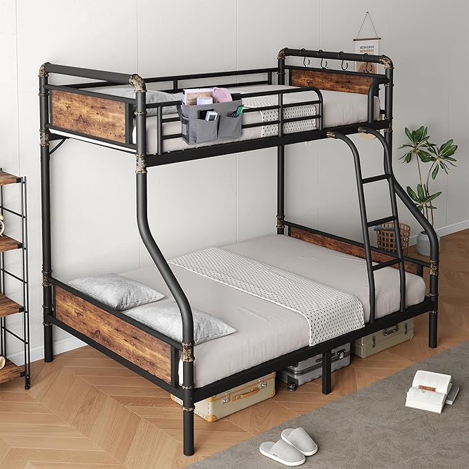 Metal Bunk Bed Twin Over Full, Industrial Bunkbeds Heavy Duty Bed - Image 9