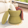 Ottoman with Storage, 360° Swivel Boucle Ottoman Vanity Stool, Upholstered by EAZEHOME