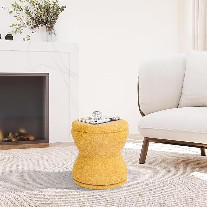 Ottoman with Storage, 360° Swivel Boucle Ottoman Vanity Stool, Upholstered - Image 6