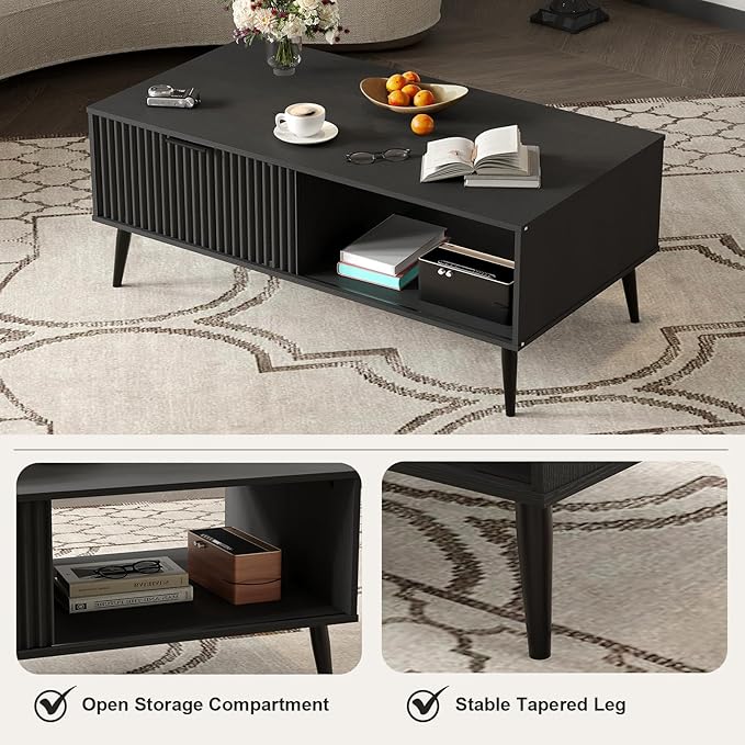 41.34''D Coffee Table, 2-Tiers Farmhouse Coffee Tables - Image 4