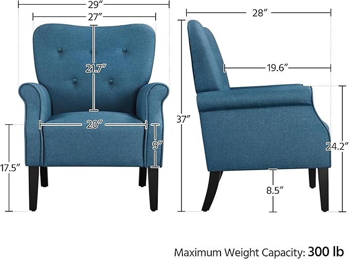 Yaheetech Modern Armchair, Mid Century Accent Chair - Image 3