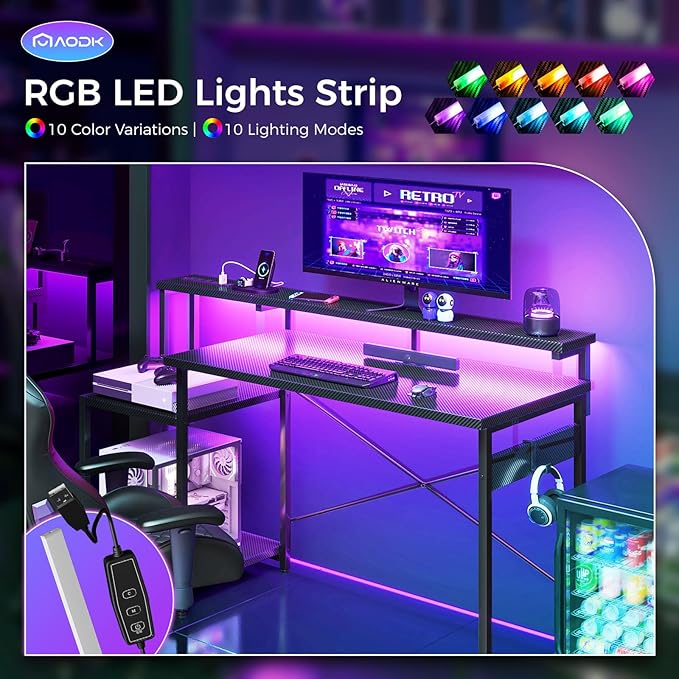 AODK Computer Desk, 56 Inch Gaming Desk - Image 5
