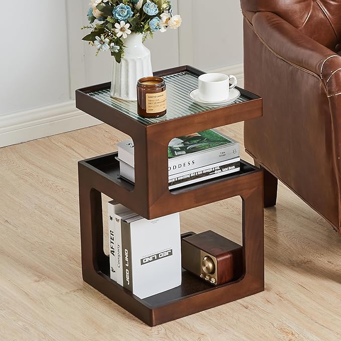 Uniclinens Bookshelf Nightstand 3-Tier Storage, End Side Table by Uniclinens