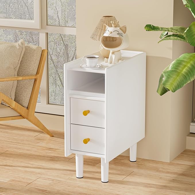 Huolewa Narrow Nightstand with 2 Drawers - Image 7