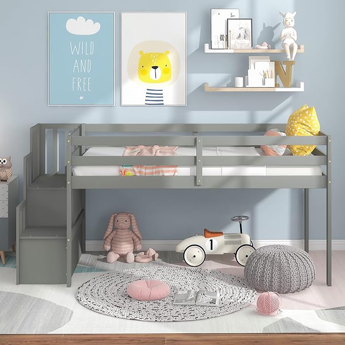 HomSof Loft Bed with Stairs and Storage - Image 3