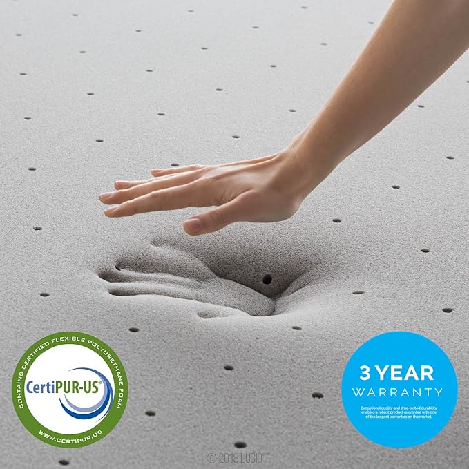 Lucid 2 Inch Bamboo Infused Memory Foam Mattress Topper - Image 7