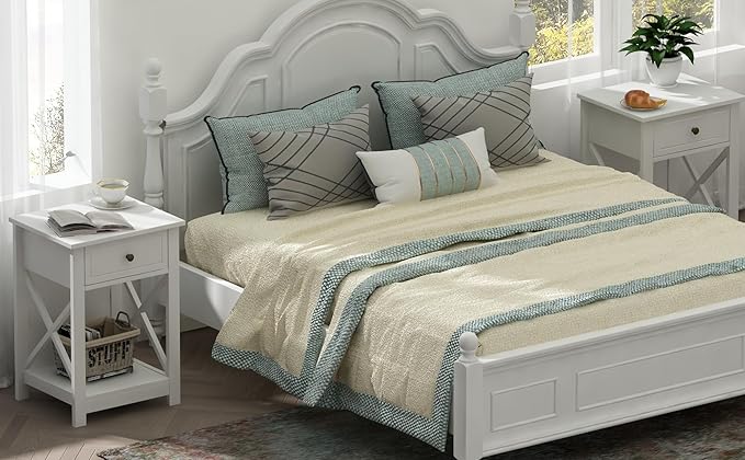 Treocho White Nightstand Set of 2, Modern X-Design Night Stand, Bedside End - Image 2