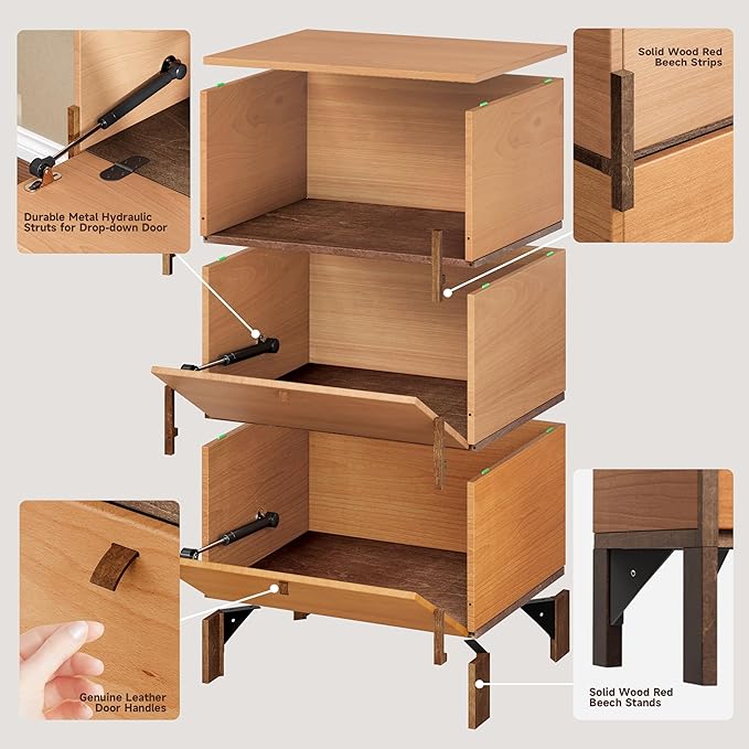 Sebastack End Table, Customizable 3 Drawers Bedside Table, Night Stand - Image 6