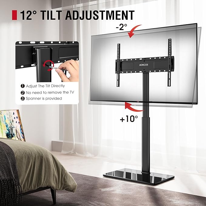 Swivel TV Floor Stand for 43-75 Inches TVs, 10 Level Height Adjustable Corner - Image 3