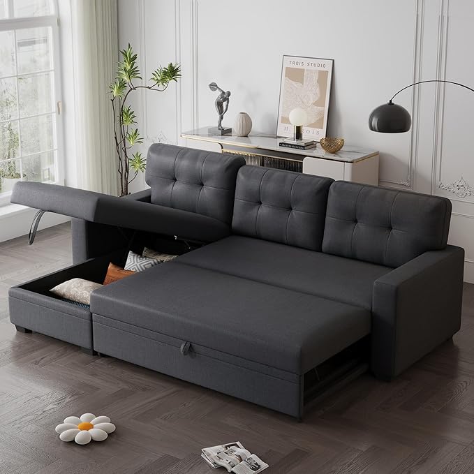 Ball & Cast Convertible Sectional Sleeper Sofa Bed L Shaped 4 in 1 Pull Out - Image 8