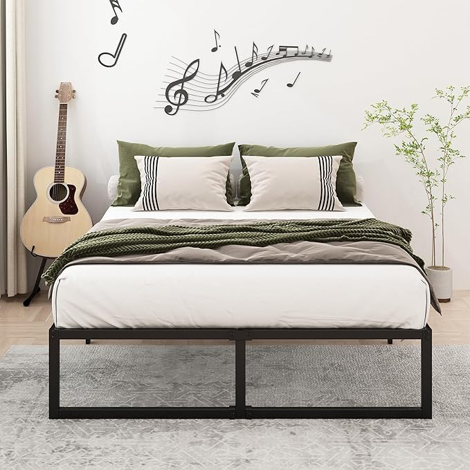 14 Inch Queen Bed Frame Heavy Duty Steel Slat Support Metal Platform Bed Frame - Image 4