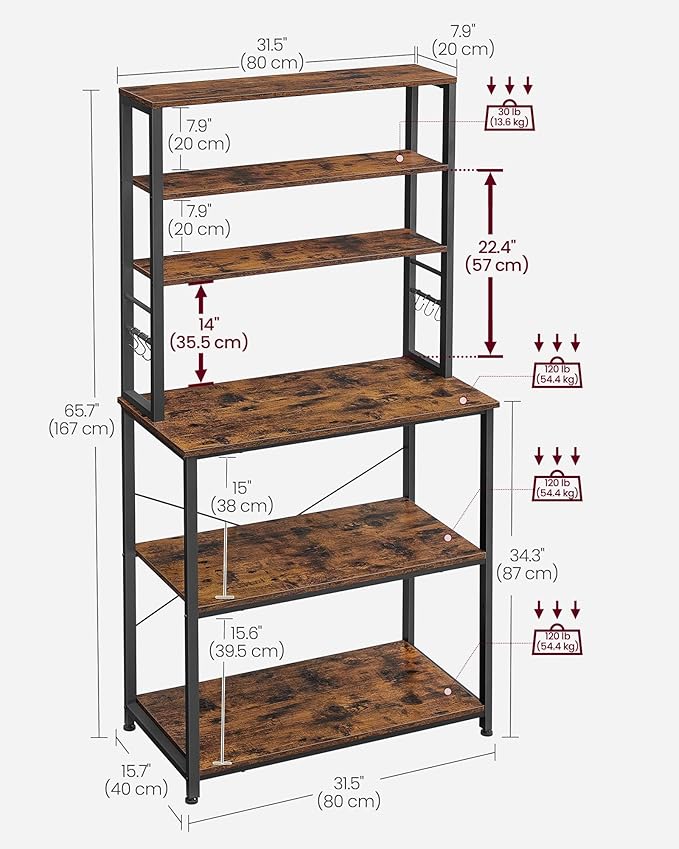 VASAGLE Coffee Bar, 31.5 Inches Baker's Rack - Image 3