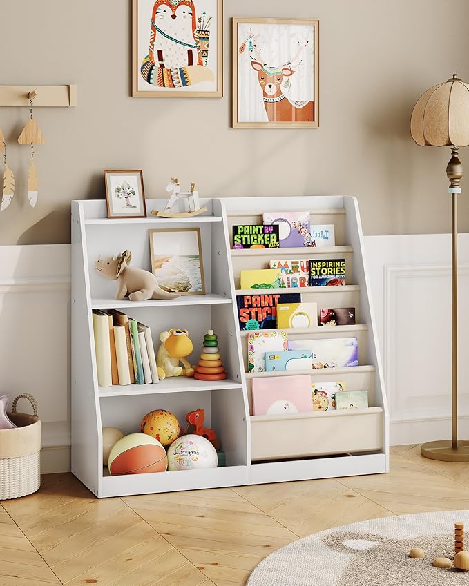 35.4" Kids Bookshelf and Toy Storage, 6 Layer Fabric Toddler Bookshelf - Image 8