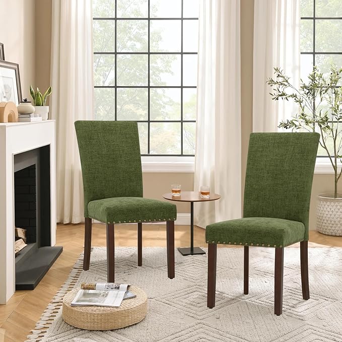 Parsons Dining Chairs Set of 6, Upholstered Nailhead Dining Room Kitchen Side - Image 7