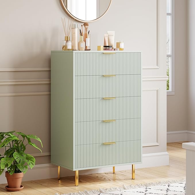 Green Dresser, Modern 5 Drawer Dresser by GarveeHome
