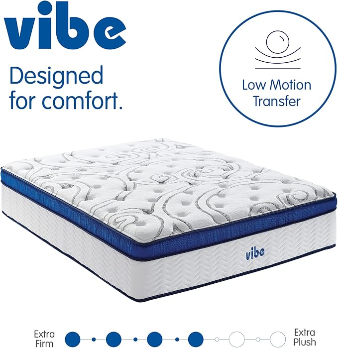 Vibe Quilted Hybrid Mattress, 12-Inch Innerspring and Pillow Top Gel Memory - Image 6