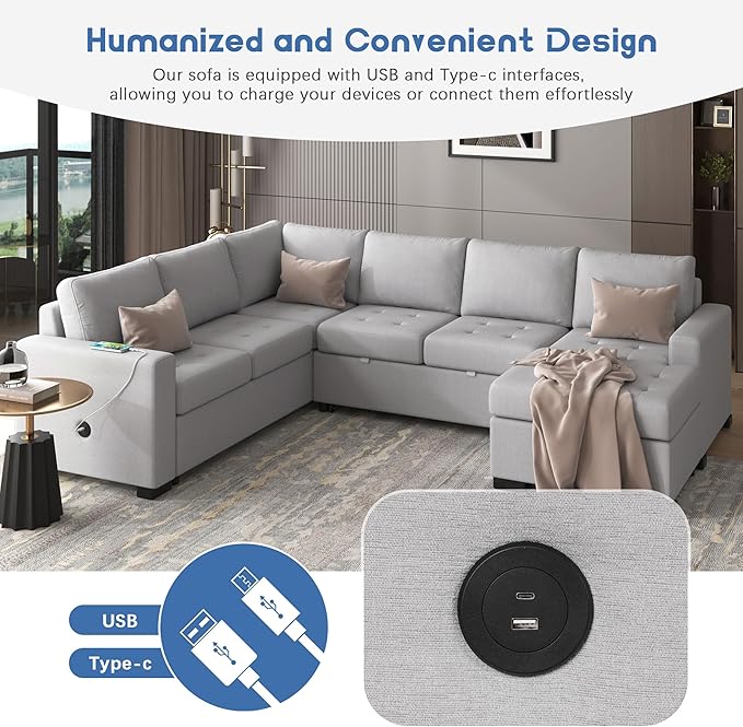 108.3 Inch Modular Sectional Sleeper Sofa - Image 4