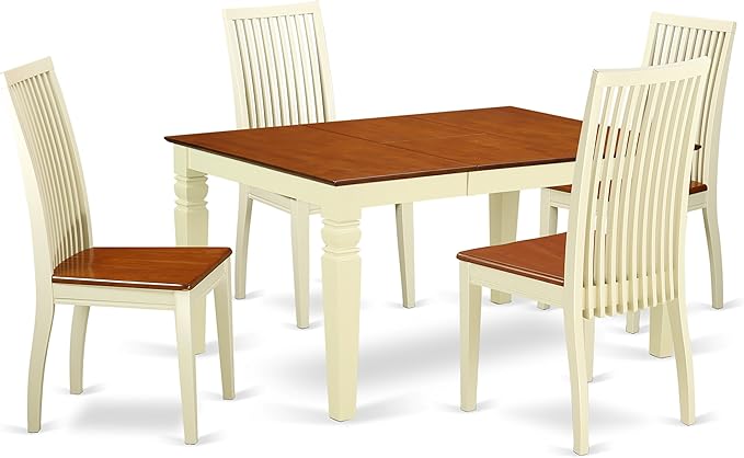 East West Furniture WEIP5-BMK-W 5 Piece Dining Set Includes a Rectangle Dining - Image 2