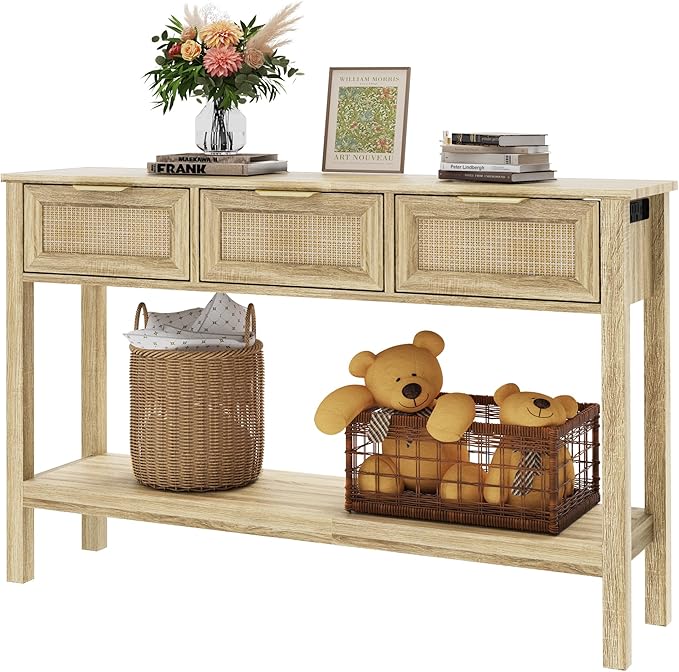 Entryway Table, Rattan Console Table by YOCONYO