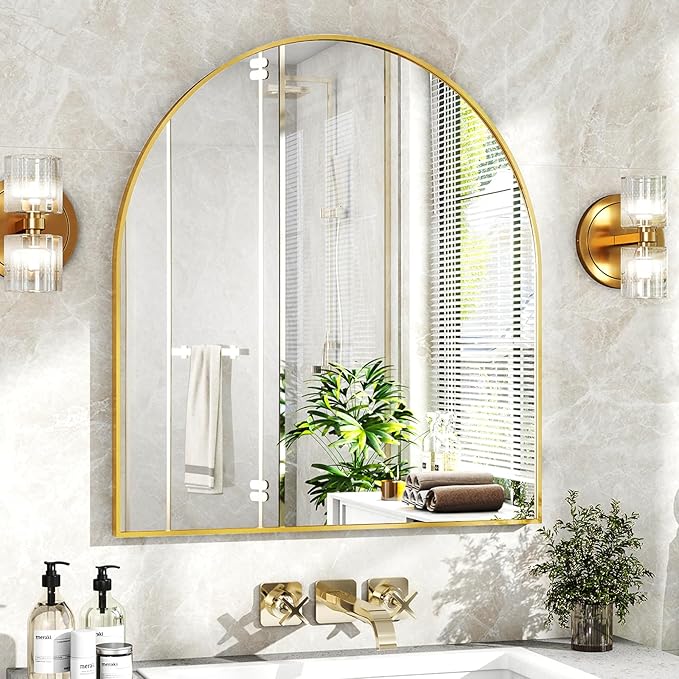 31"x32" Arched Wall Mirror for Bathroom, Living Room, Decorative Hanging Mirror - Image 3