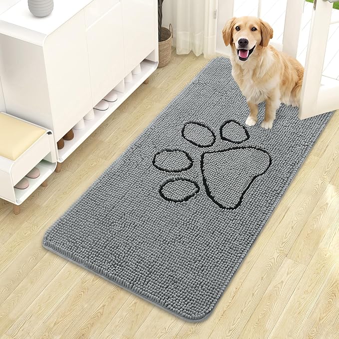 OLANLY Door Mat for Muddy Dog Paws 44x24, Ultra Absorbent Chenille Mud Doormat by OLANLY