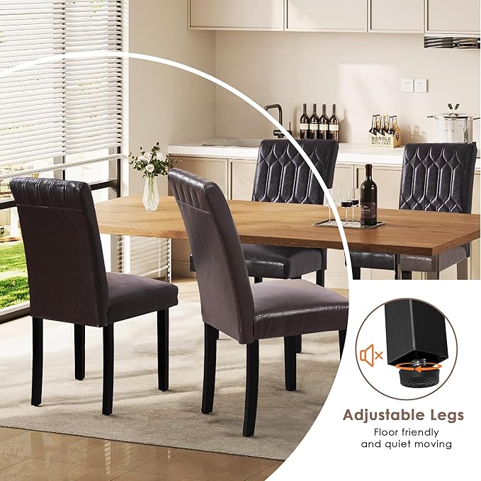 VECELO Upholstered Dining Chairs Set of 6, Modern PU Leather Accent Parsons - Image 6