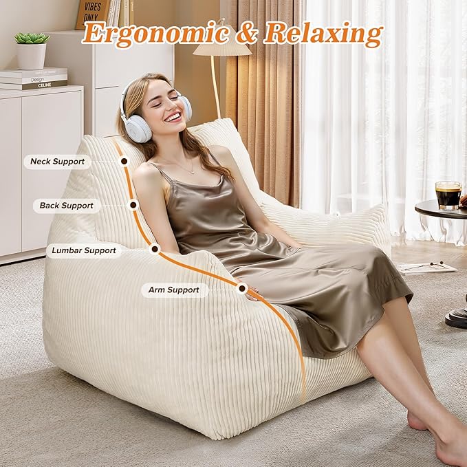 Big Bean Bag Chair for Adults & Kids, Ultra Soft Living Room Bean Bag - Image 7