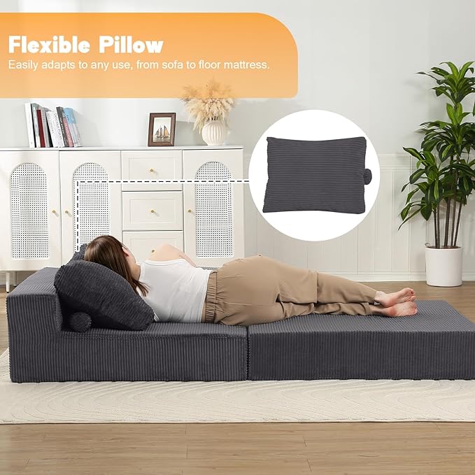 MeMoreCool Convertible Sofa Bed Foldable Boneless Couch, Folding Sleeper Chair - Image 5