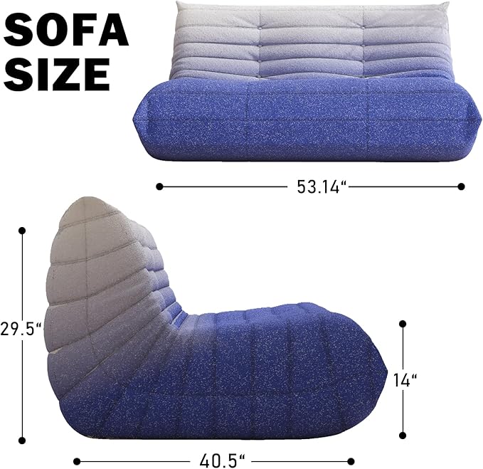 Bean Bag Chair, Loveseat Fireside Chair Bean Bag Sofa Large Bean Bag Chair - Image 2