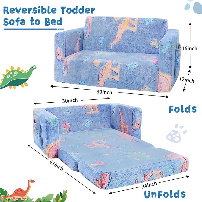 Toddler Couch, Toddler Chair, Extra Wider Seating, 2-in-1 Baby Seat Furniture - Image 2