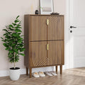 Smuxee Shoe Cabinet with 2 Flip Drawers, 23.6" Walnut Hidden Shoe Storage by Smuxee