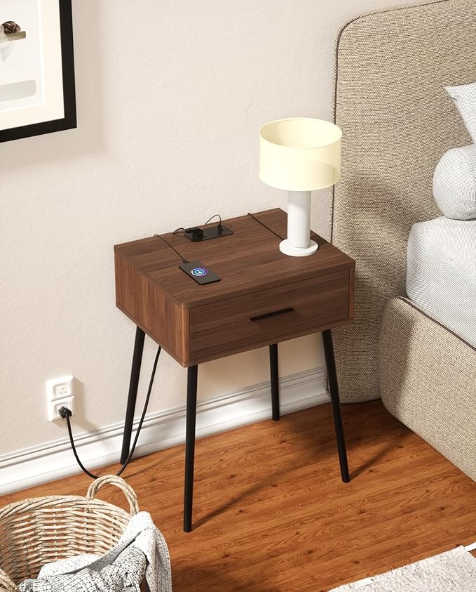 HAIOOU Set of 2 Mid Century Nightstand - Image 5