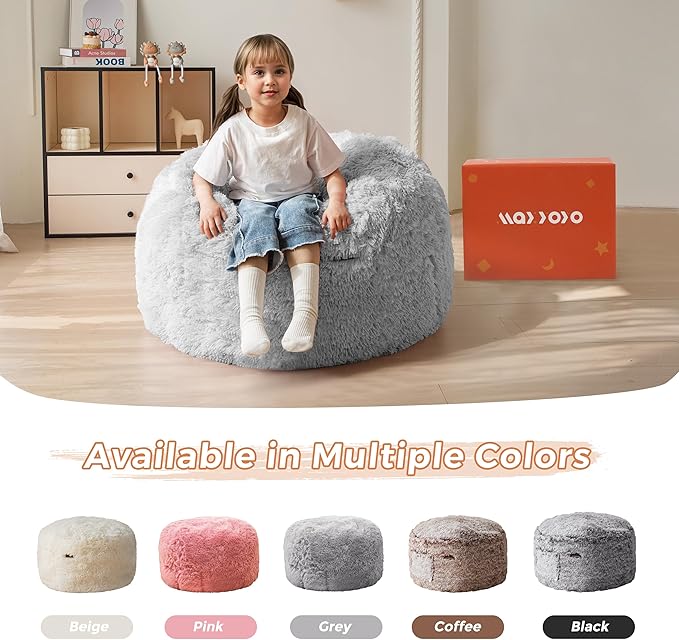 MAXYOYO Kids Bean Bag Chair, Stuffed Faux Fur Bean Bag - Image 4