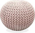 FRELISH DECOR Round Pouf Ottoman Hand Knitted 100% Cotton Pouf Foot Stool by FernishDecor