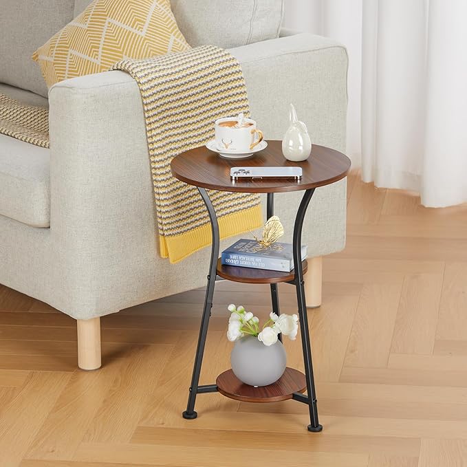 Dulcii Round Side Table for Narrow and Small Spaces, 3 Tier Small Round End - Image 7