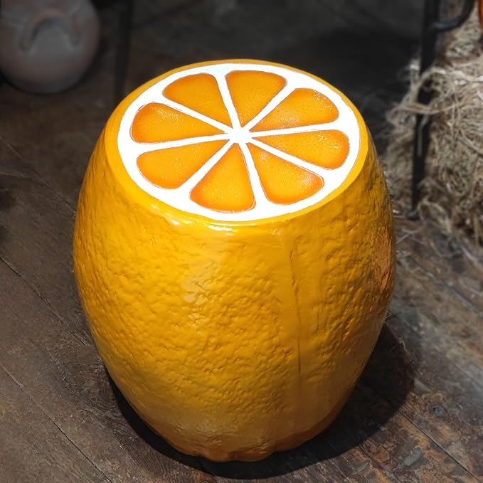 18" Orange Shaped Fruit-Inspired Side Table Orange Statue Indoor Outdoor Accent - Image 6