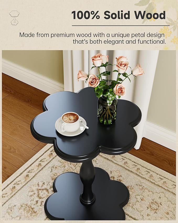 Accent Solid Wood End Table for Living Room, Small Bedside Tables Nightstand - Image 3