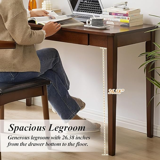 Solid Wood Computer Desk with Drawers, Modern Writing Desk - Image 9
