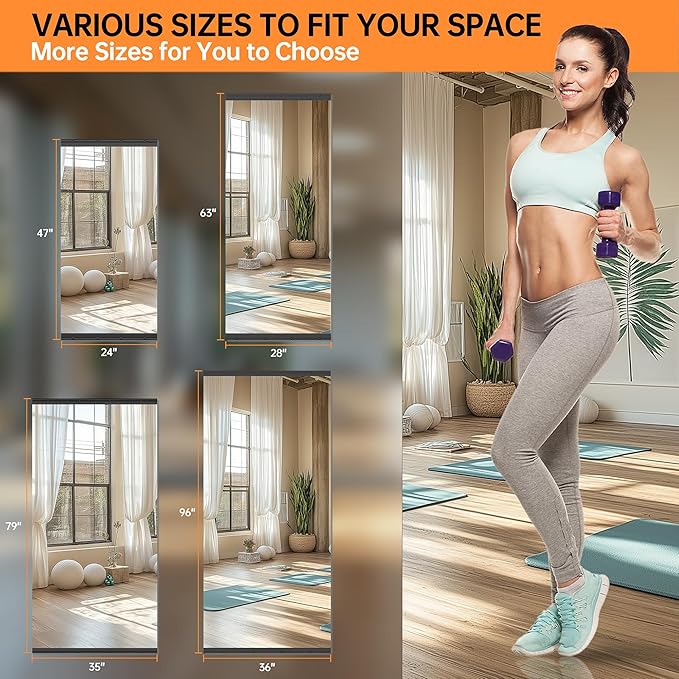 Hasipu 79''x35'' Home Gym Mirror Large Full Length Wall Mounted Full Body Mirror - Image 8