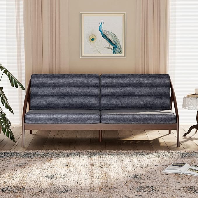 73.4" Solid Wood Upholstered Sofa, Comfortable Seat Cushion, Removable Cover - Image 8