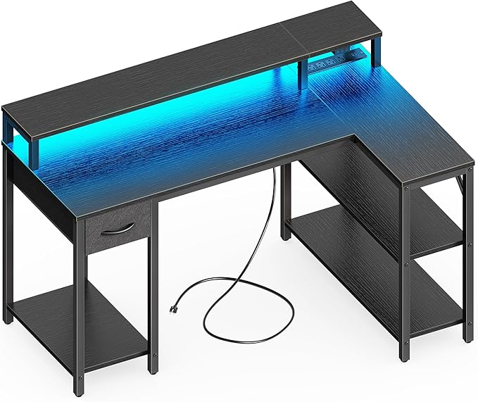 SUPERJARE 47 inch Reversible L Shaped Desk by SUPERJARE