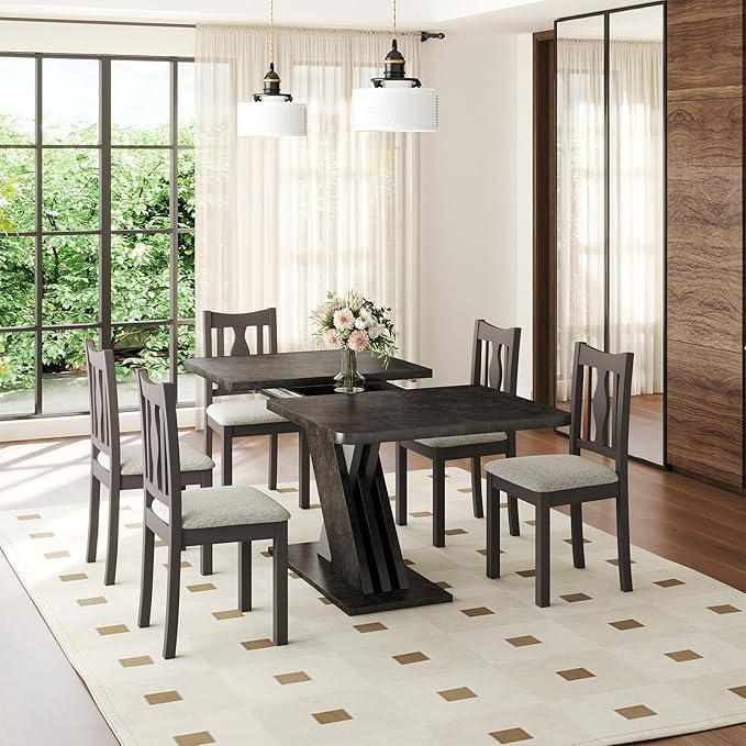 55"-70.87" Expandable Dining Table, Dinner Table by Zevemomo