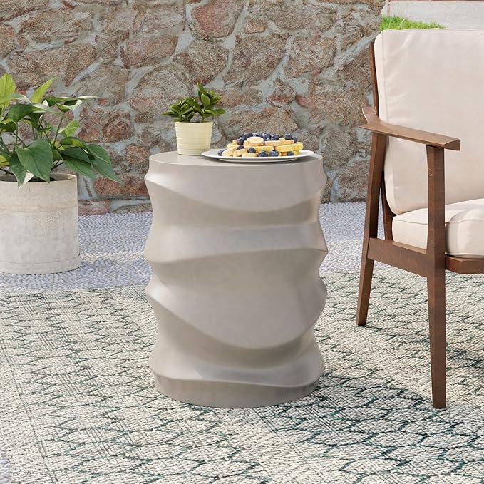 COSIEST Outdoor Side Table, Streamlined Lightweight Decorative Patio Garden by COSIEST