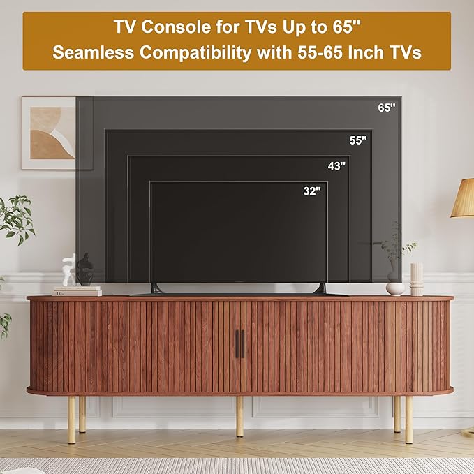GarveeHome 70.1" TV Stand, Modern TV Console Table - Image 6